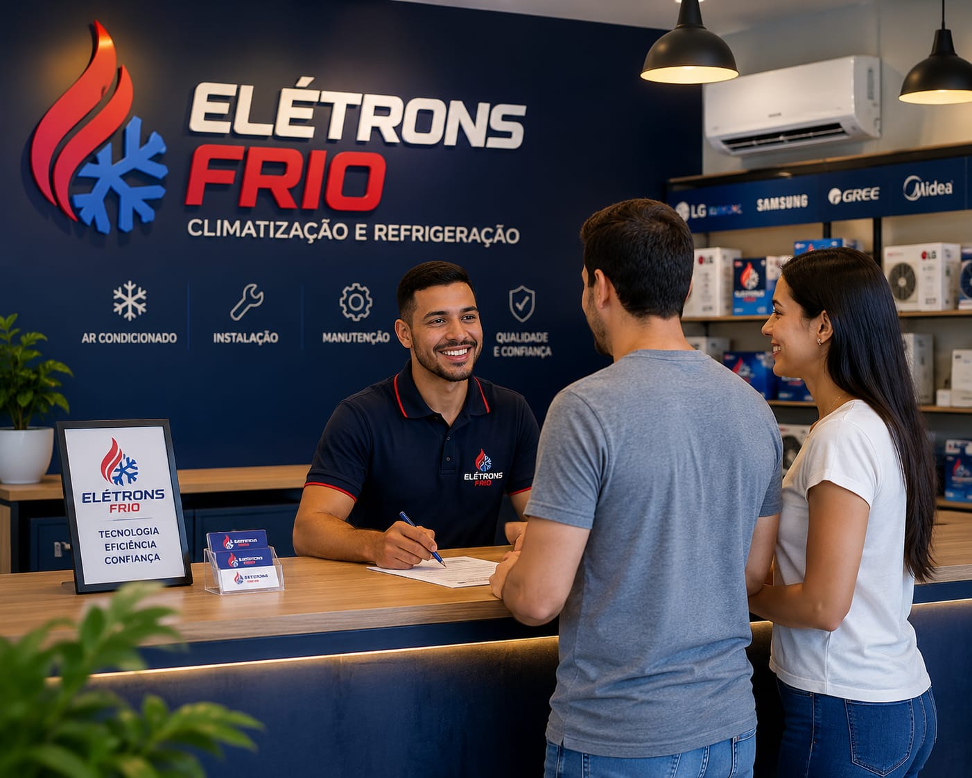 Técnico Elétrons Frio fazendo manutenção de ar-condicionado no Rio de Janeiro
